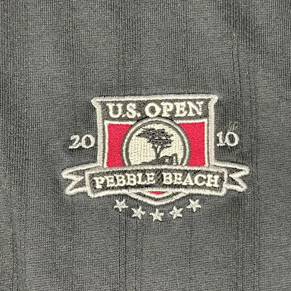 Nike Tiger Woods 2010 US Open‎ Polo Shirt Mens Medium Black Dri-FIT Drop Needle